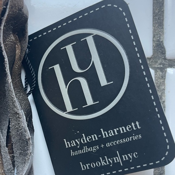 HAYDEN HARNETT Anthracite Leather Clip-On Tassel Charm Handbag Purse Key Fob Y2K - Picture 10 of 11